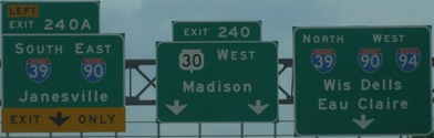 I-94 West approaching I-39/90, near Madison, WI