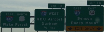 US 1/64 Exit 1A, NC