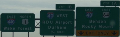 US 1/64 Exit 1A, NC