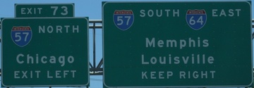 I-64 Exit 73, north/west end of I-57/I-64 mplex, IL