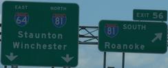 I-64 Exit 56 @ I-81 Jct, VA
