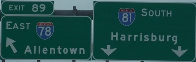 I-81/I-78 split, PA
