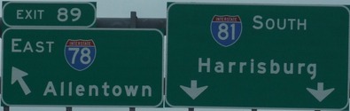 I-81/I-78 split, PA