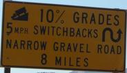 tenpctgrades5mphswitchbacksnarrowgravelroad8miles.jpg