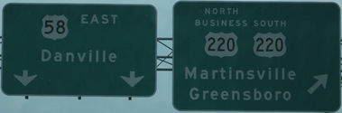 US 58/US 220 split near Martinsville, VA